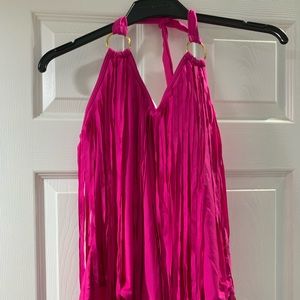 2xl hot pink one pc swimsuit with tassel